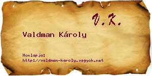 Valdman Károly névjegykártya